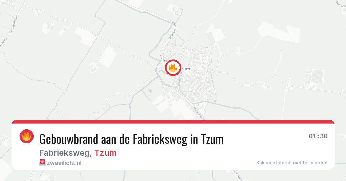 Gebouwbrand aan de Fabrieksweg in Tzum — 26 jun 2026