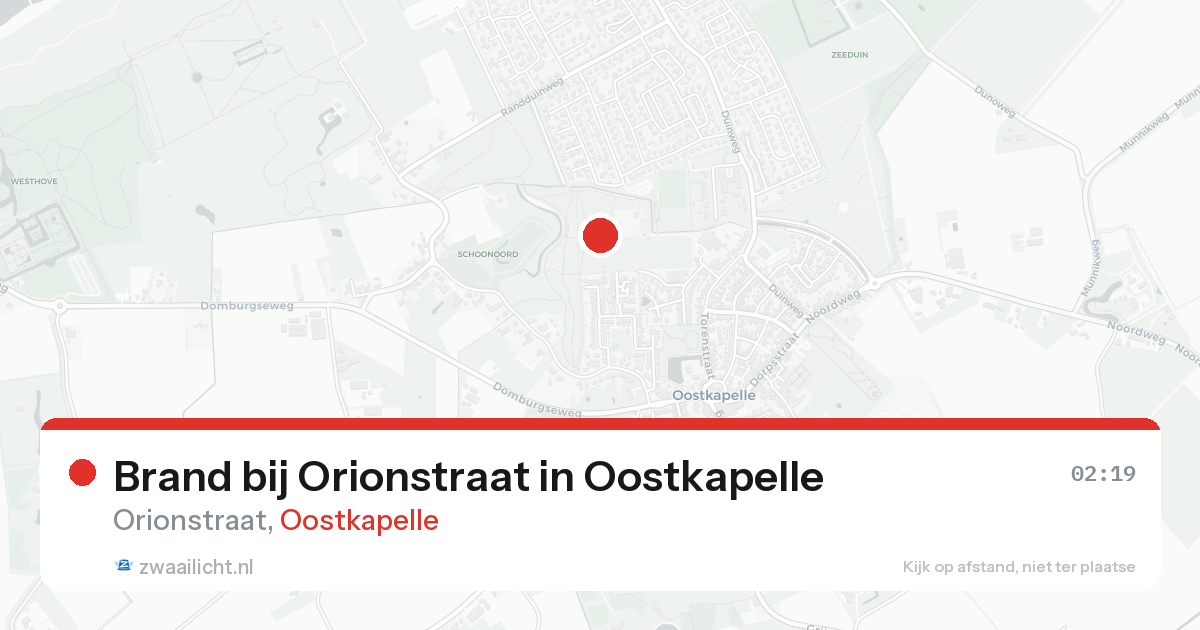 Brand bij Orionstraat in Oostkapelle — 14 aug 2026