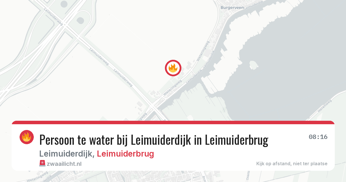 Persoon te water bij Leimuiderdijk in Leimuiderbrug — 4 mrt 2026