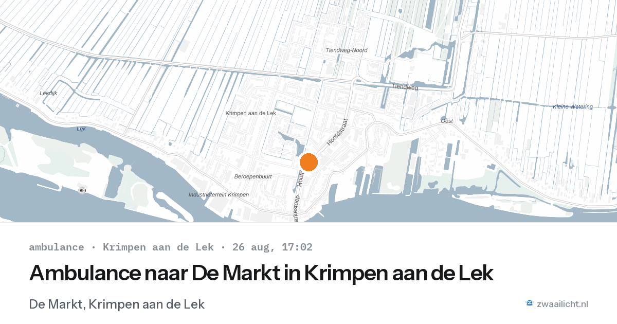 Ambulance naar De Markt in Krimpen aan de Lek — 26 aug 2026