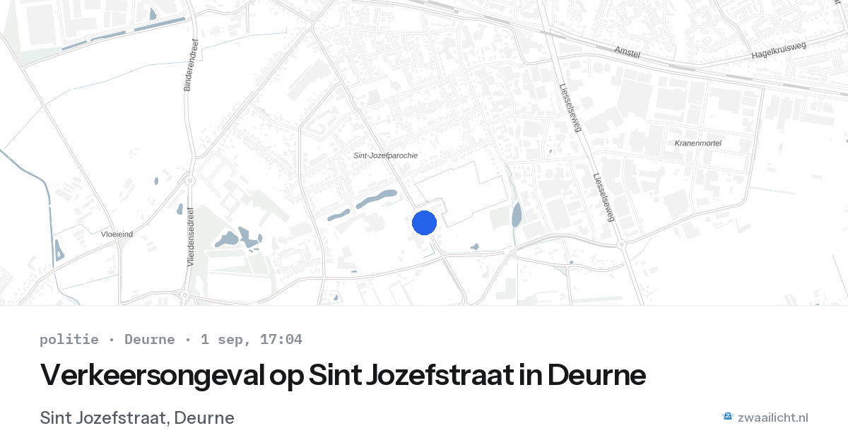 Verkeersongeval op Sint Jozefstraat in Deurne — 1 sep 2026