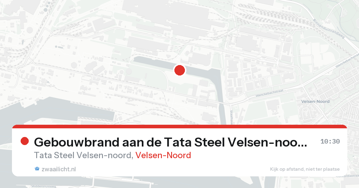 Gebouwbrand aan de Tata Steel Velsen-noord in Velsen-Noord — 24 aug 2026