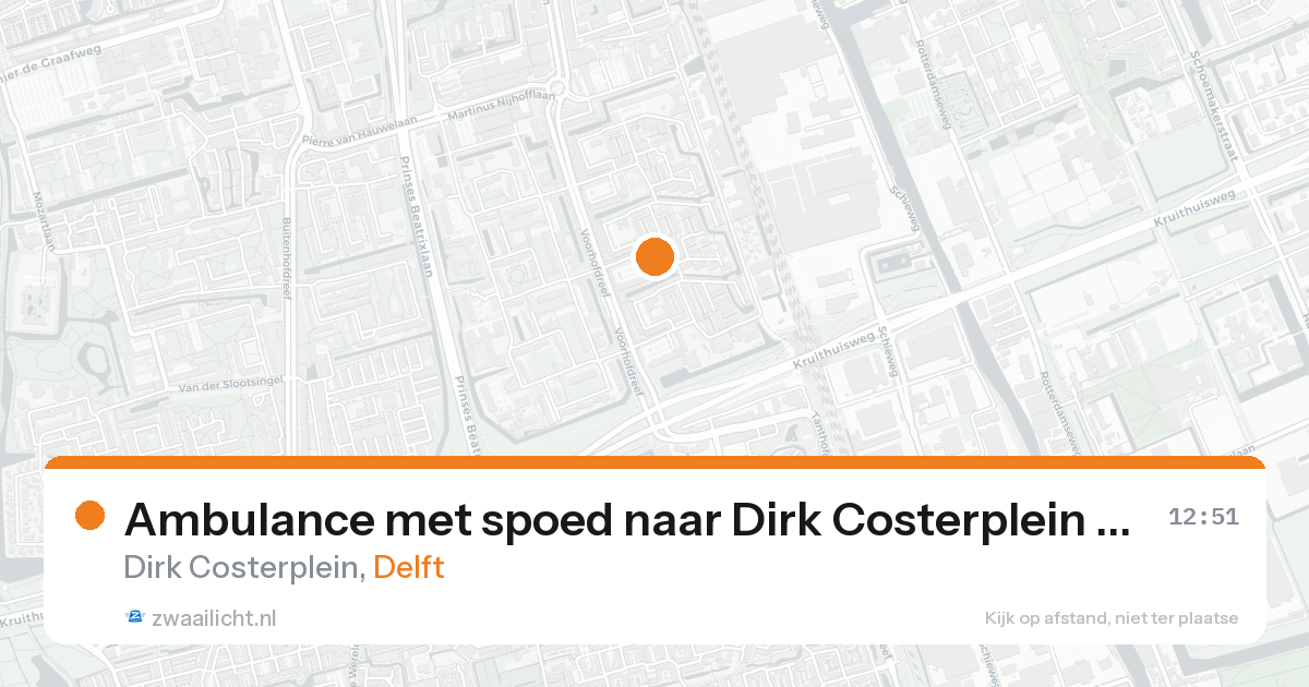 Ambulance met spoed naar Dirk Costerplein in Delft — 15 aug 2026