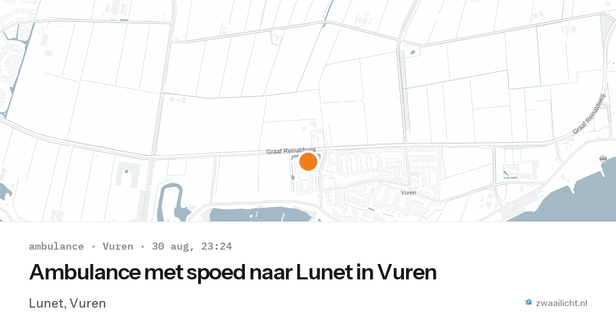 Ambulance met spoed naar Lunet in Vuren — 30 aug 2026