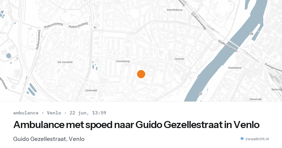 Ambulance met spoed naar Guido Gezellestraat in Venlo — 22 jun 2026