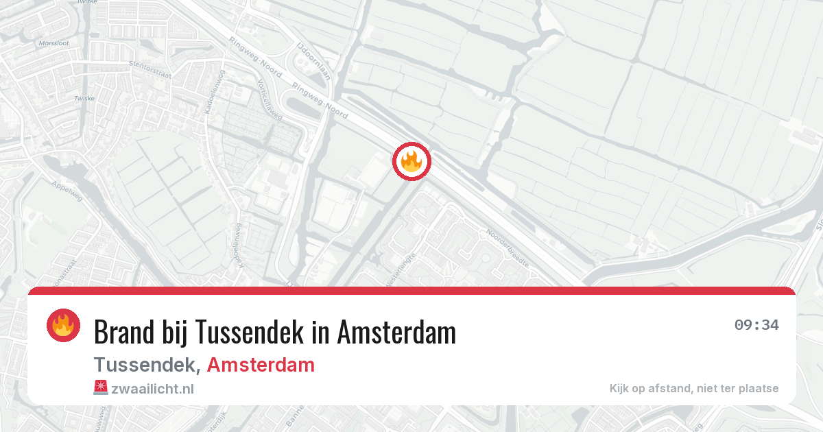 Brand bij Tussendek in Amsterdam — 6 aug 2026