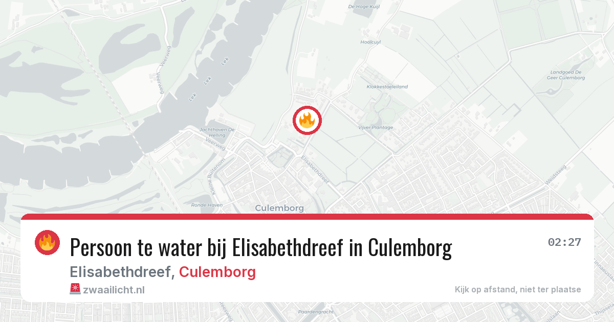 Persoon te water bij Elisabethdreef in Culemborg — 15 jun 2026